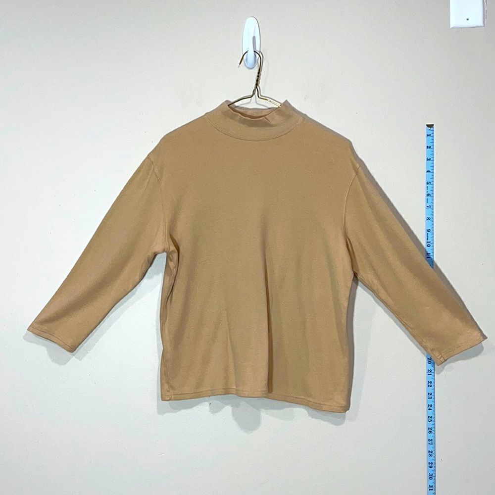 Cute Tan Long Sleeve Turtleneck Top By Studio Works. Size Small.